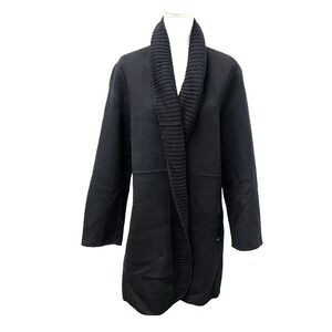 Eileen Fisher Wool Cardigan Sweater Jumper Womens XL Black Shawl Collar